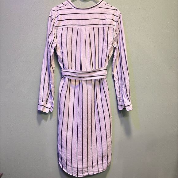 Banana Republic Black and White Striped Long Sleeve Tie Shirt Dress Size S - Picture 3 of 5